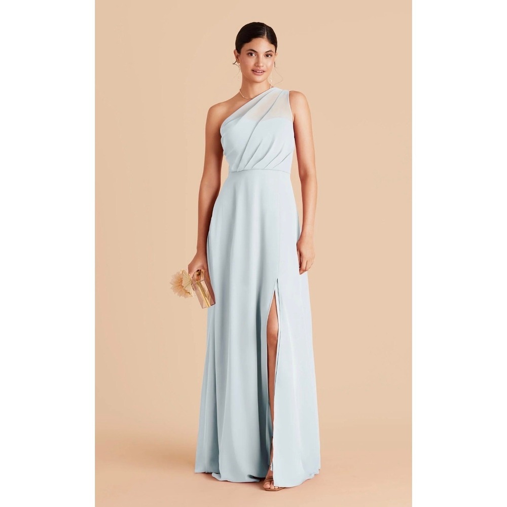 NEW Birdy Grey Kira Chiffon One Shoulder Gown Ice Blue XL Bridesmaid Dress Gala